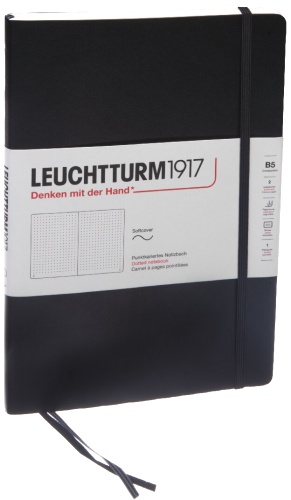  Блокнот Leuchtturm Composition, B5, 80 г/м2, 123 стр., в точку, мягкая обложка, черный