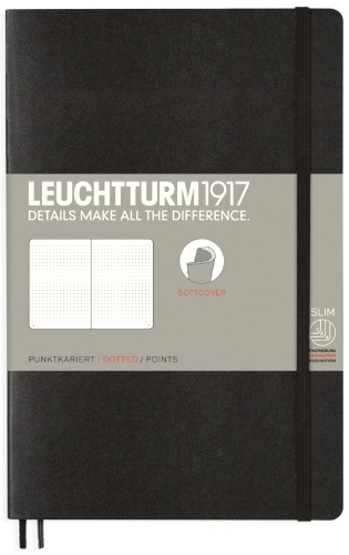  Блокнот Leuchtturm Classic, B6, 80 г/м2, 123 стр., в точку, мягкая обложка, черный