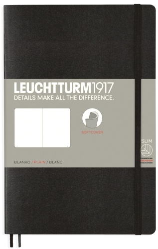  Блокнот Leuchtturm Classic, B6, 80 г/м2, 123 стр., нелинованный, мягкая обложка, черный