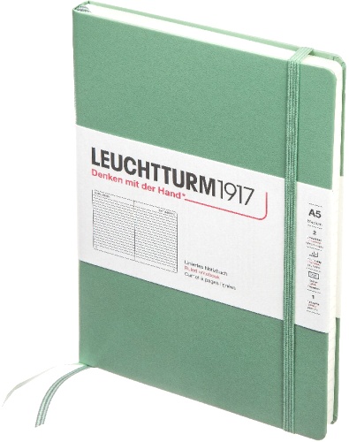  Блокнот Leuchtturm Classic, A5, 80 г/м2, 251 стр., в линейку, твердая обложка, шалфей