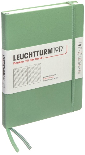  Блокнот Leuchtturm Classic, A5, 80 г/м2, 251 стр., в линейку, твердая обложка, шалфей