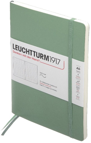  Блокнот Leuchtturm Classic, A5, 80 г/м2, 123 стр., в точку, мягкая обложка, шалфей