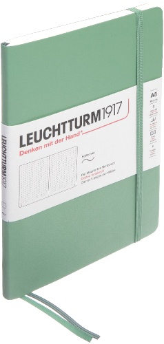  Блокнот Leuchtturm Classic, A5, 80 г/м2, 123 стр., в точку, мягкая обложка, шалфей