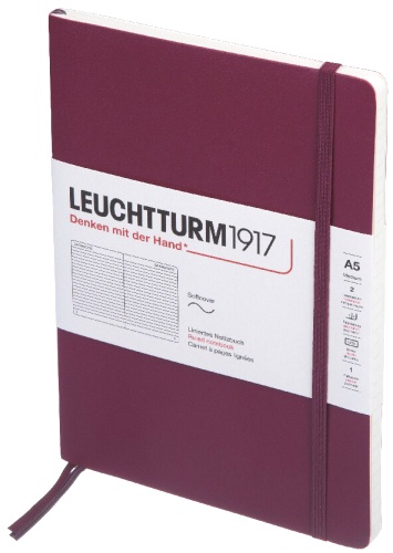  Блокнот Leuchtturm Classic, A5, 80 г/м2, 123 стр., в линейку, мягкая обложка, красный портвейн