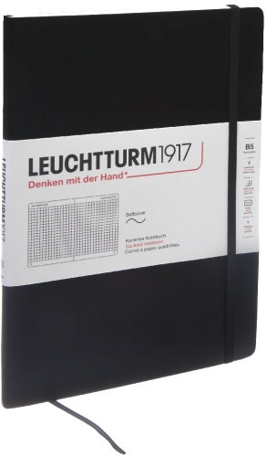  Блокнот Leuchtturm Composition, B5, 80 г/м2, 123 стр., в клетку, мягкая обложка, черный