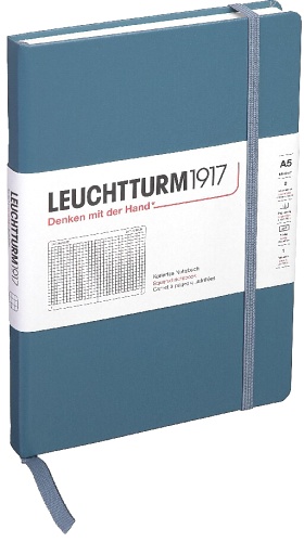  Блокнот Leuchtturm Rising Colours, A5, 80 г/м2, 251 стр., в клетку, твердая обложка, синий камень