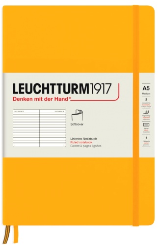  Блокнот Leuchtturm Rising Colours, A5, 80 г/м2, 123 стр., в линейку, мягкая обложка, восходящее солнце