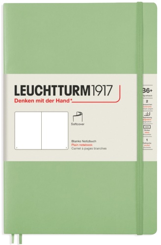  Блокнот Leuchtturm Classic, B6, 80 г/м2, 123 стр. нелинованный, мягкая обложка, шалфей