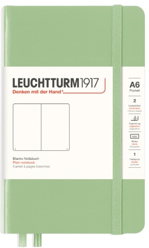  Блокнот Leuchtturm Classic, A6, 80 г/м2, 187 стр., нелинованный, твердая обложка, шалфей