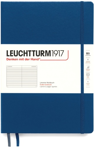  Блокнот Leuchtturm Composition, B5, 80 г/м2, 218 стр., в линейку, твердая обложка, синий неви