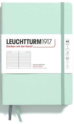  Блокнот Leuchtturm Natural Colors, A5, 80 г/м2, 250 стр., в линейку, твердая обложка, мятный