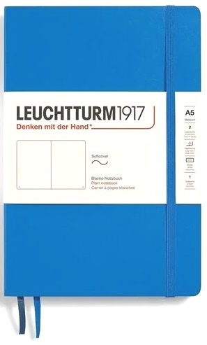  Блокнот Leuchtturm Classic, A5, 80 г/м2, 123 стр. без линовки, мягкая обложка, небесный