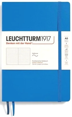  Блокнот Leuchtturm Classic, A5, 80 г/м2, 123 стр., в точку, мягкая обложка, небесный