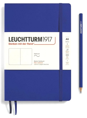  Блокнот Leuchtturm Classic, A5, 80 г/м2, 123 стр., без линовки, мягкая обложка, Чернильный