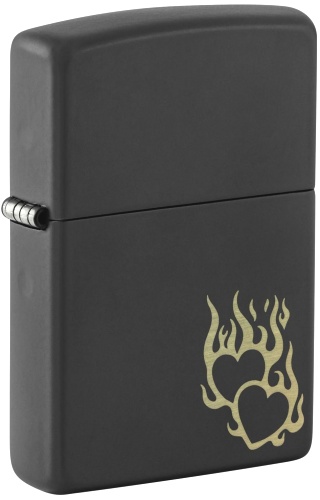  Зажигалка Zippo Fire Heart с покрытием Black Matte