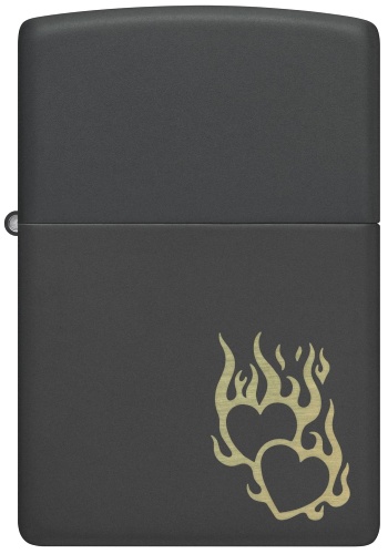  Зажигалка Zippo Fire Heart с покрытием Black Matte