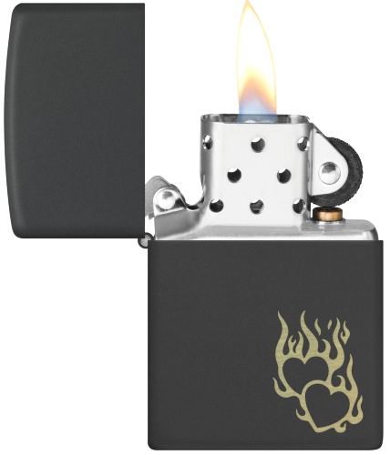  Зажигалка Zippo Fire Heart с покрытием Black Matte