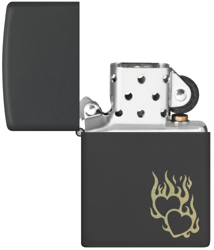  Зажигалка Zippo Fire Heart с покрытием Black Matte