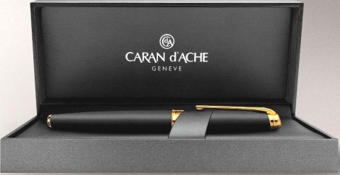 Ручка перьевая Caran d`Ache Leman Black, Matt GP (Перо F)