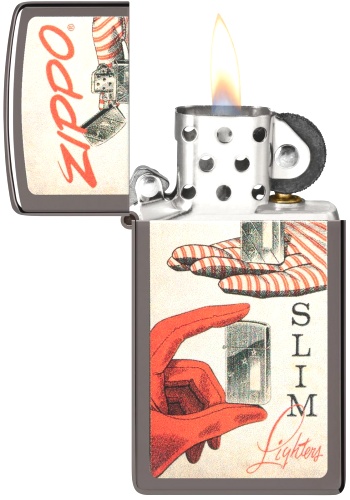  Зажигалка Zippo Slim® с покрытием Black Ice ®