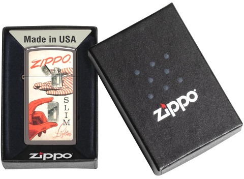  Зажигалка Zippo Slim® с покрытием Black Ice ®