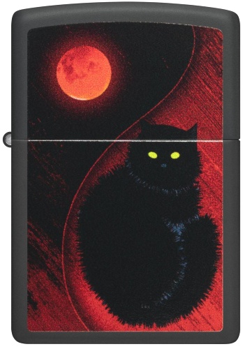  Зажигалка Zippo Black Cat с покрытием Black Matte