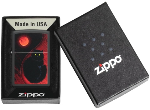  Зажигалка Zippo Black Cat с покрытием Black Matte