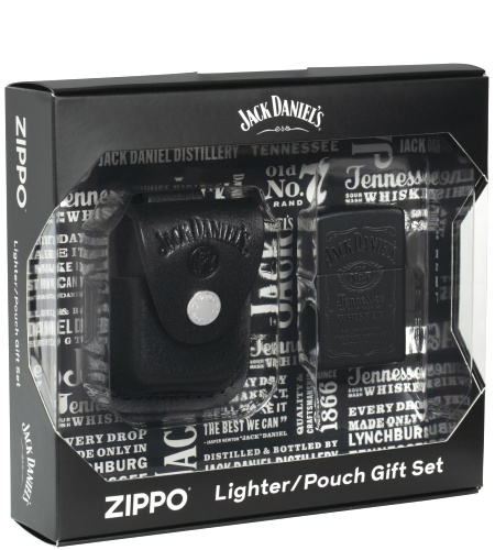  Набор Zippo Jack Daniels®: зажигалка с покрытием Black Matte и кожаный чехол в подарочной коробке