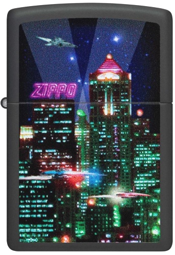  Зажигалка Zippo Cyber City с покрытием Black Matte