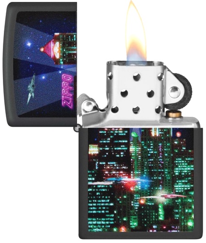  Зажигалка Zippo Cyber City с покрытием Black Matte