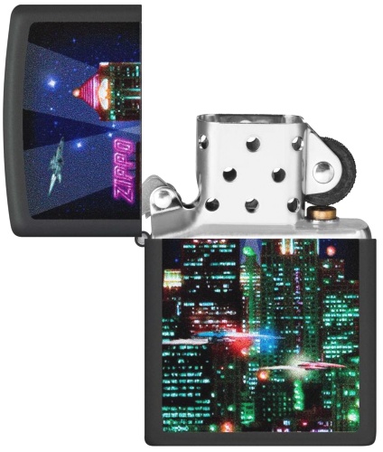  Зажигалка Zippo Cyber City с покрытием Black Matte