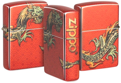  Зажигалка Zippo Dragon Design с покрытием 540 Tumbled Brass