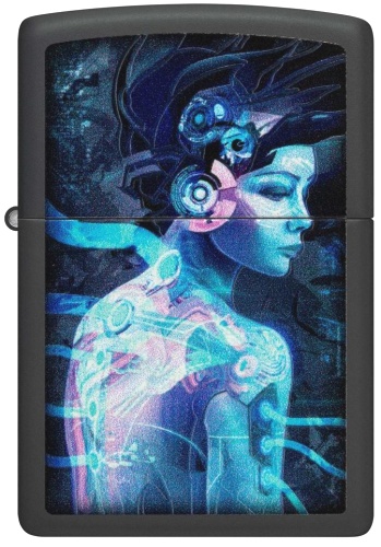  Зажигалка Zippo Cyborg Woman с покрытием Black Light