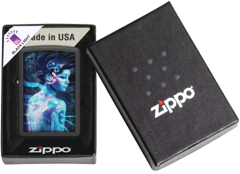  Зажигалка Zippo Cyborg Woman с покрытием Black Light