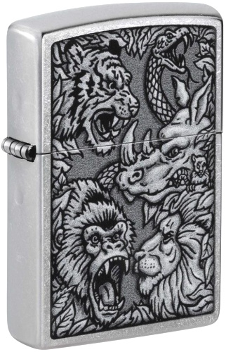  Зажигалка Zippo Jungle Design с покрытием Street Chrome