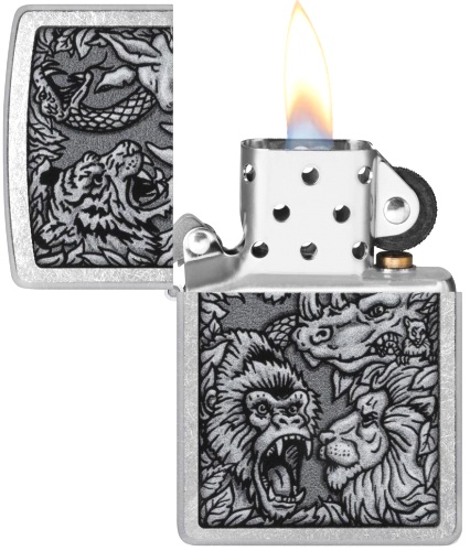  Зажигалка Zippo Jungle Design с покрытием Street Chrome