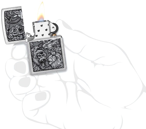  Зажигалка Zippo Jungle Design с покрытием Street Chrome