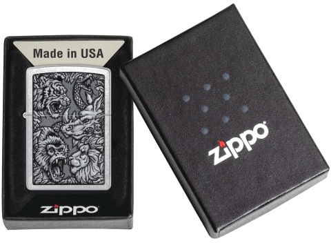  Зажигалка Zippo Jungle Design с покрытием Street Chrome