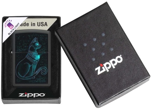  Зажигалка Zippo Spiritual Cat с покрытием Black Light