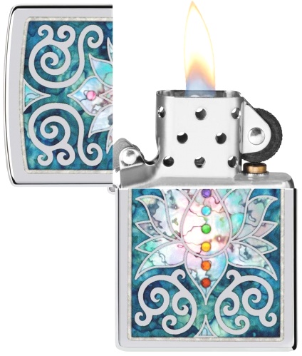  Зажигалка Zippo Lotus Flower с покрытием High Polish Chrome