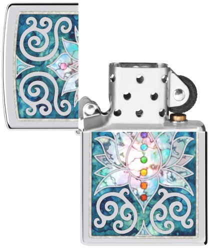  Зажигалка Zippo Lotus Flower с покрытием High Polish Chrome