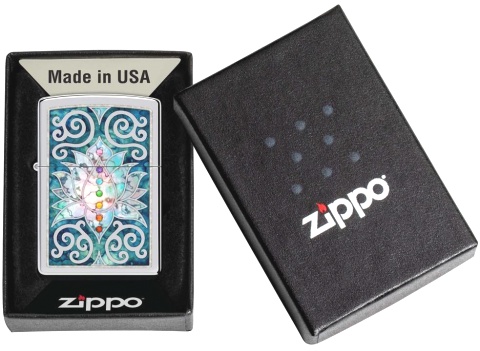  Зажигалка Zippo Lotus Flower с покрытием High Polish Chrome