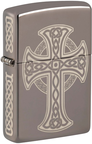  Зажигалка Zippo Celtic Cross Design с покрытием Black Ice®