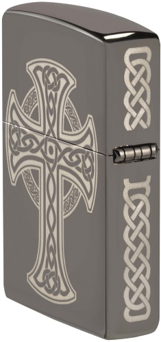  Зажигалка Zippo Celtic Cross Design с покрытием Black Ice®