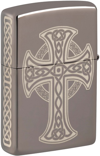  Зажигалка Zippo Celtic Cross Design с покрытием Black Ice®