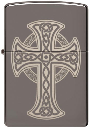  Зажигалка Zippo Celtic Cross Design с покрытием Black Ice®