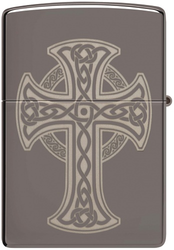  Зажигалка Zippo Celtic Cross Design с покрытием Black Ice®