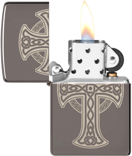  Зажигалка Zippo Celtic Cross Design с покрытием Black Ice®