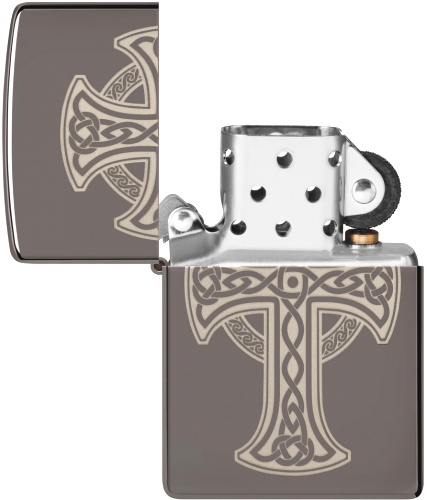  Зажигалка Zippo Celtic Cross Design с покрытием Black Ice®