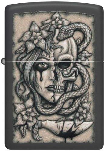  Зажигалка Zippo Gory Tattoo с покрытием Black Matte